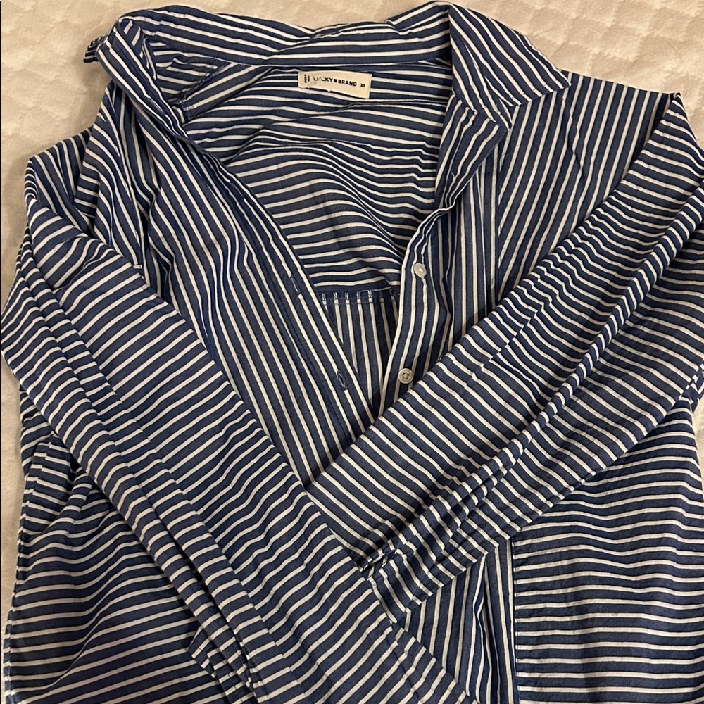Lucky brand Navy and White Striped shirt